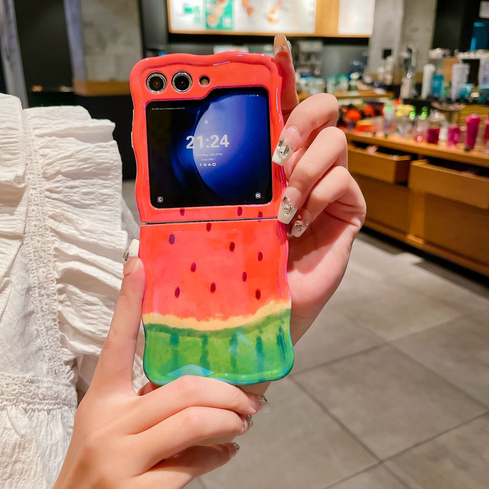 Korean Style Folding Protective Cover Simple Blue Light Watermelon Phone Case