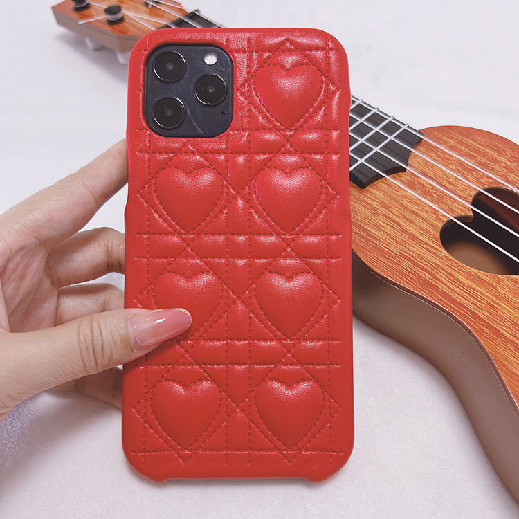 Creative Lingge Leather Silicone Phone Case