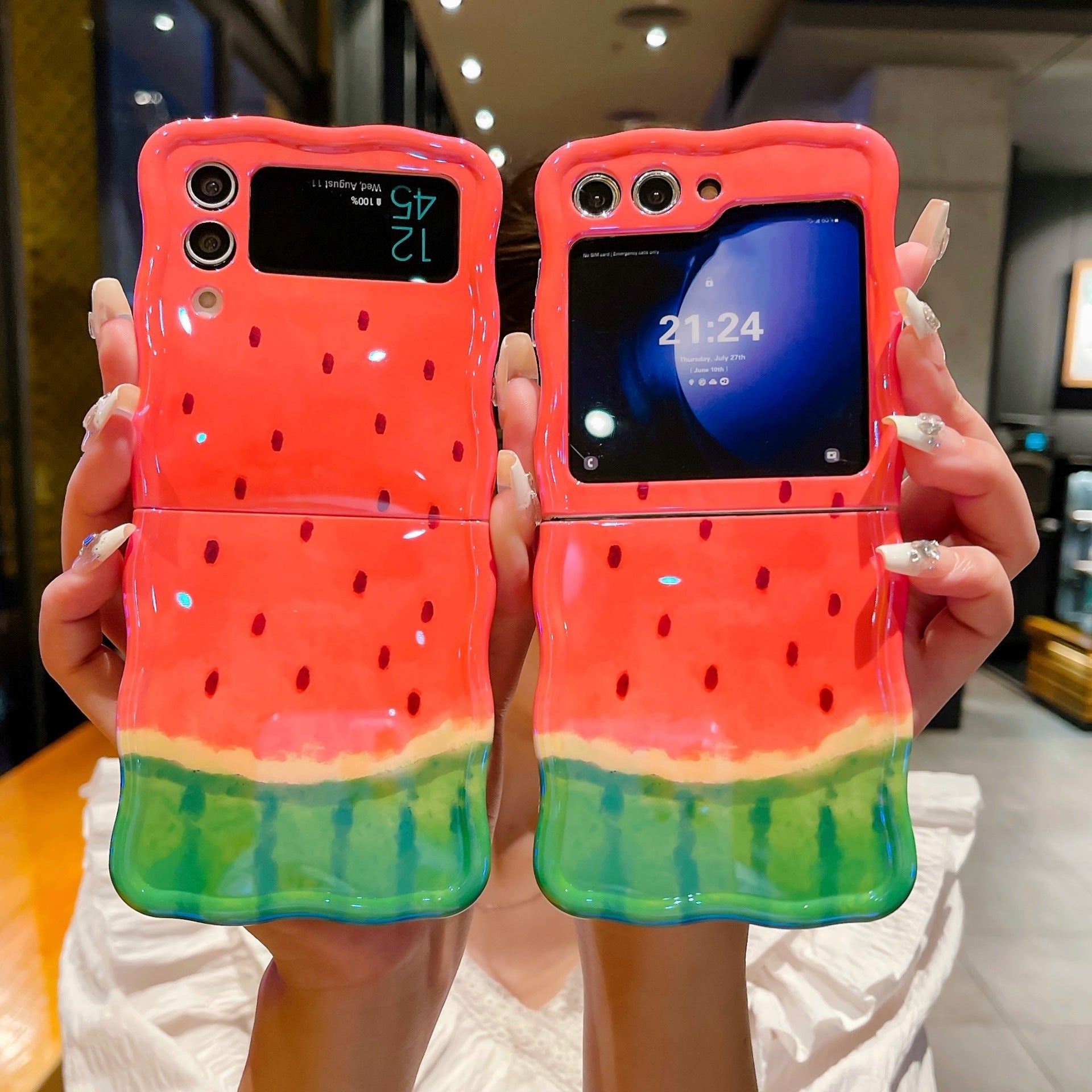 Korean Style Folding Protective Cover Simple Blue Light Watermelon Phone Case