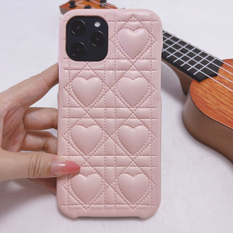 Creative Lingge Leather Silicone Phone Case