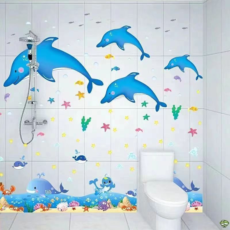 Cartoon Stickers Bathroom Tile Wall Waterproof Fish Tank Decoration
