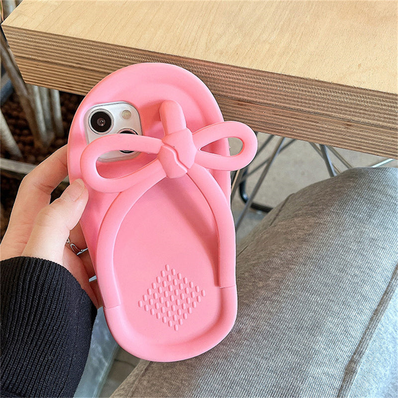 Bowknot Human Slippers Silicone Phone Shell