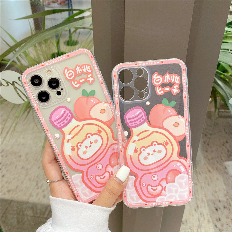 Little Rabbit White Peach Drink Silicone Phone Case Full Covering