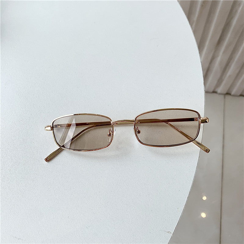 Sunglasses Eyes Trendy Small Frame Rectangular Golden Edge