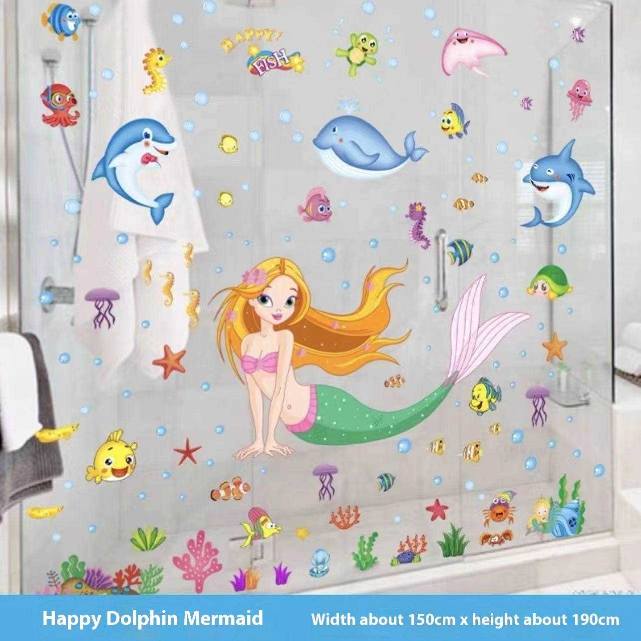 Cartoon Stickers Bathroom Tile Wall Waterproof Fish Tank Decoration