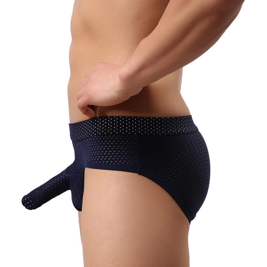 New Breathable Elephant Trunk Pants Sexy Mesh Lightweight Gun And Bullet Separation Concave-convex Draining Briefs Men's Underwear