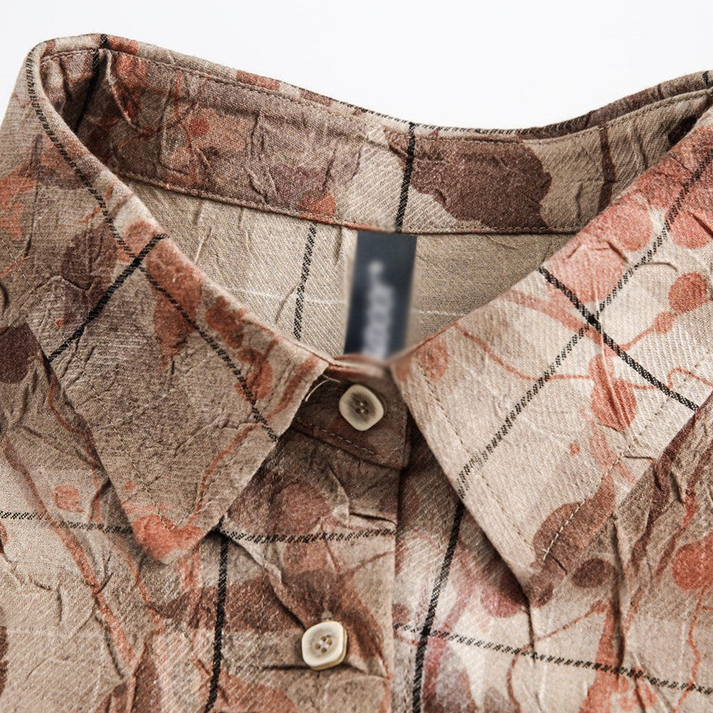 Leaves And Flowers Loose Shirt Men