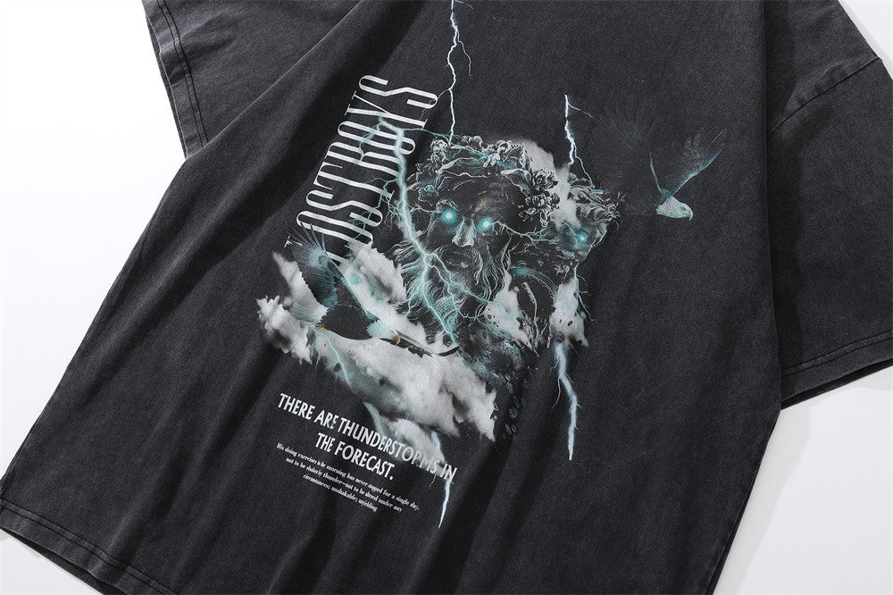 Devil Print Washed T-shirt Men