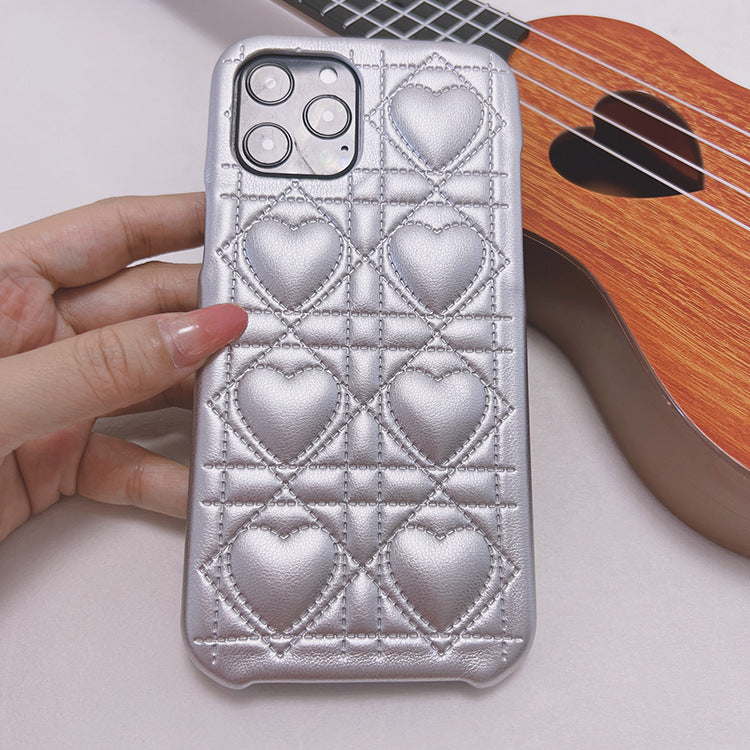 Creative Lingge Leather Silicone Phone Case