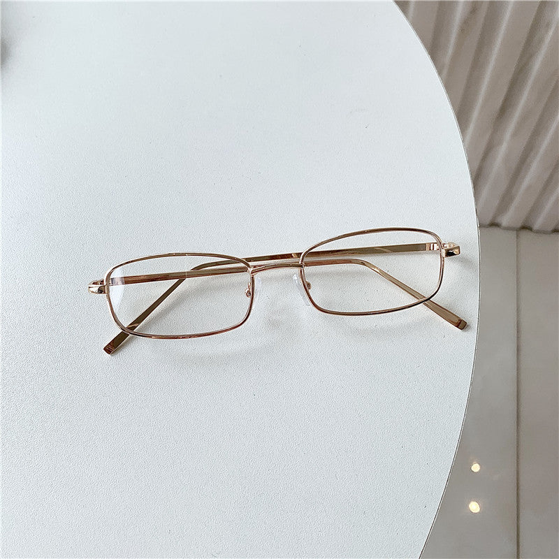 Sunglasses Eyes Trendy Small Frame Rectangular Golden Edge