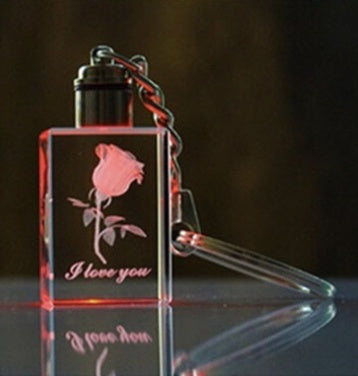 New Product Heart-shaped Keychain With Crystal LED Light