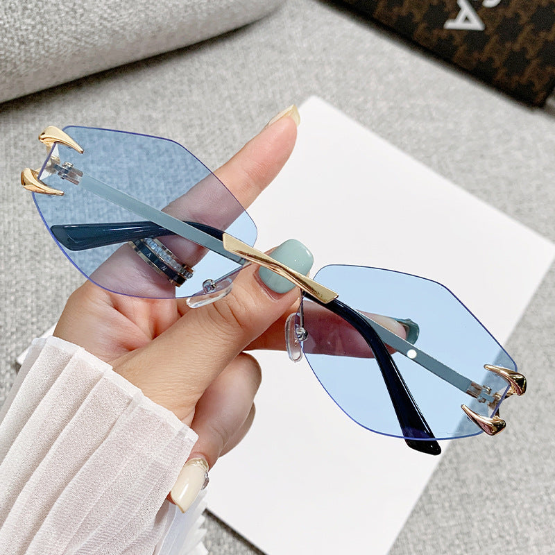 Frameless Grapple Polygonal Sunglasses Hip Hop Trend