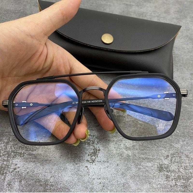 Retro Double Beam Myopia Frame Glasses