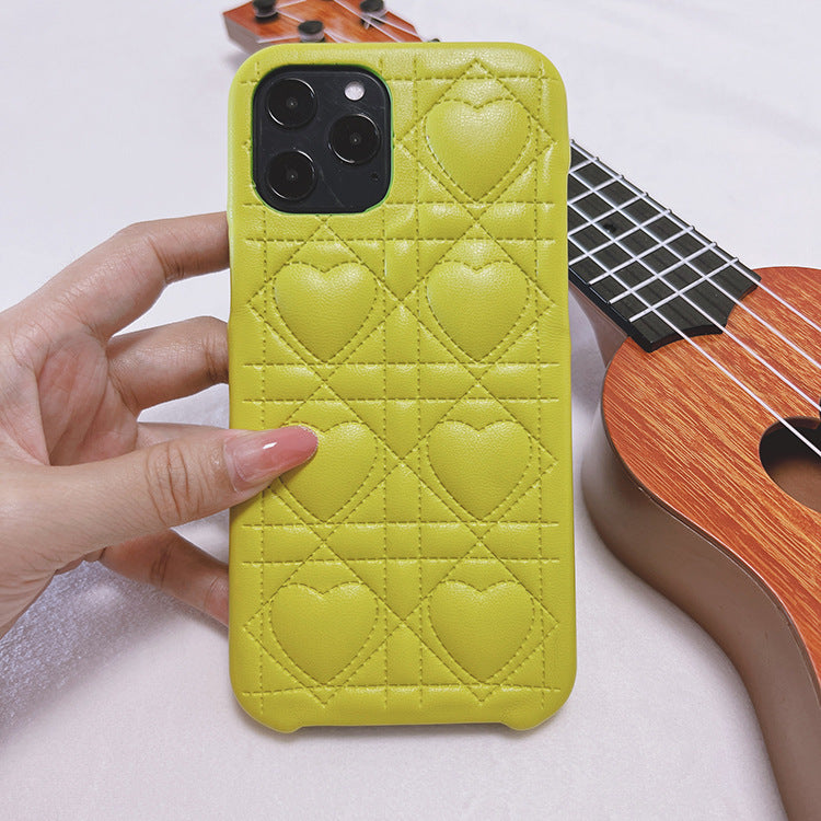 Creative Lingge Leather Silicone Phone Case