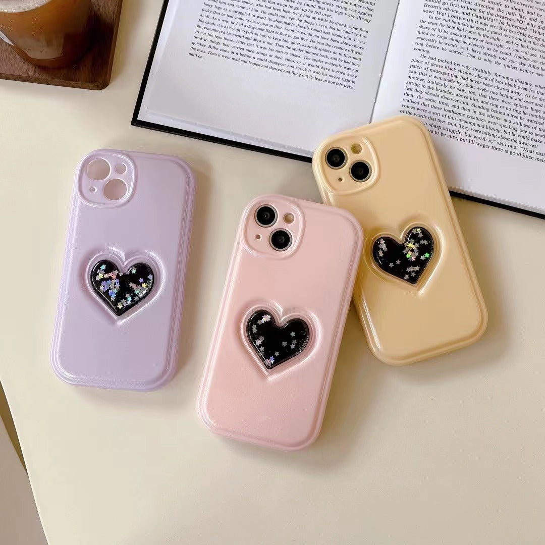 Three-dimensional Quicksand Phone Case Applicable Solid Color Girl