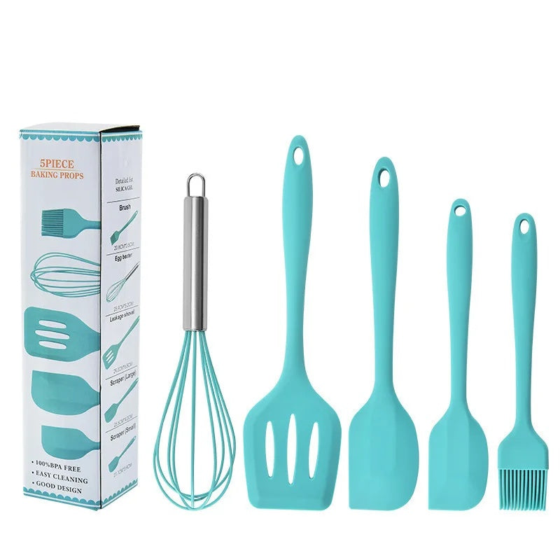 Silicone Kitchenware Non-Stick Cookware Kitchen Utensils Set Spatula Shovel Egg Beaters Silicone Handle Cooking Tool Set