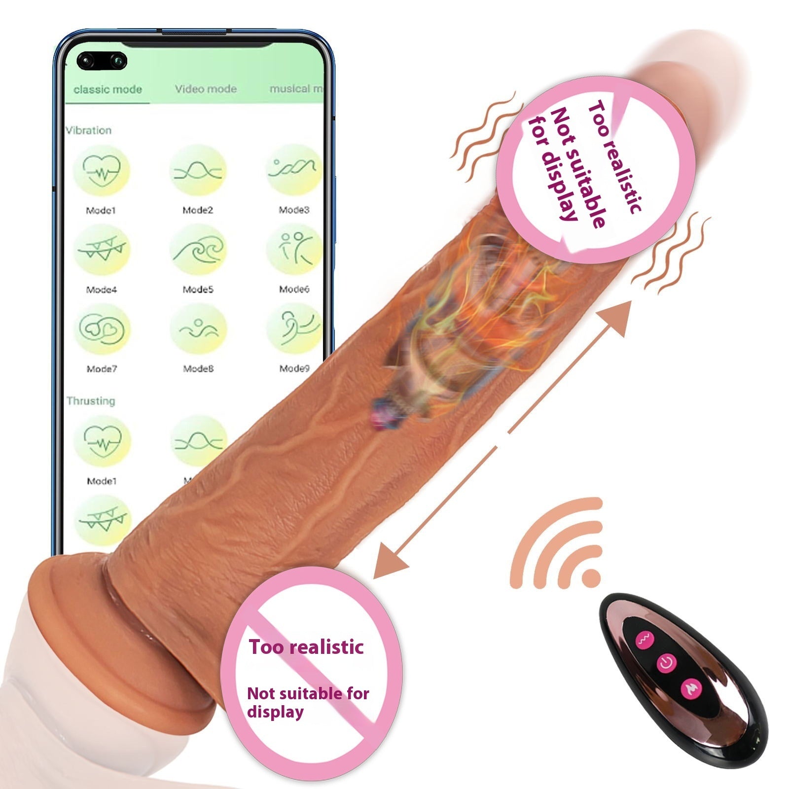 Wireless Remote Control APP Peristaltic Telescopic Heating Simulation Female Massage Supplies