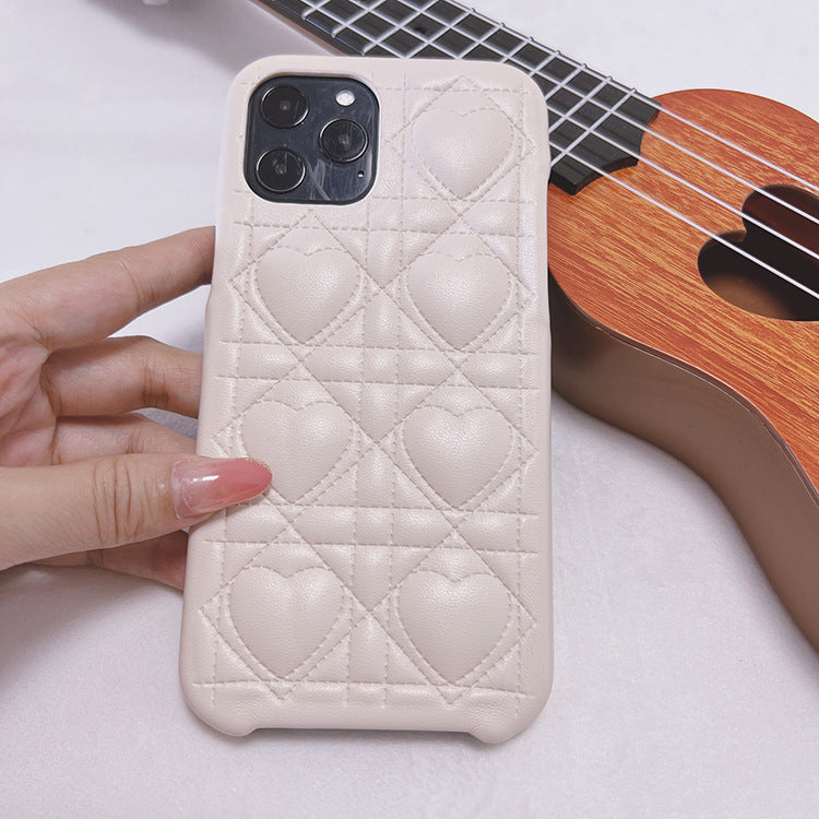 Creative Lingge Leather Silicone Phone Case