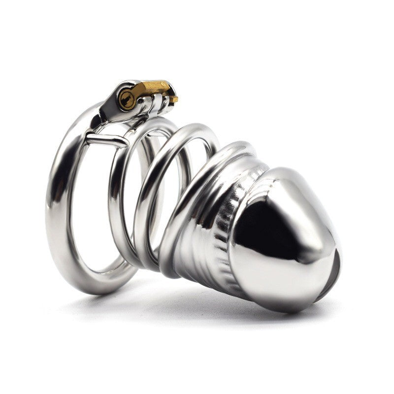 Stainless Steel Men's Chastity Device Silver Metal Bird Cage Opening Convenient Lock Props