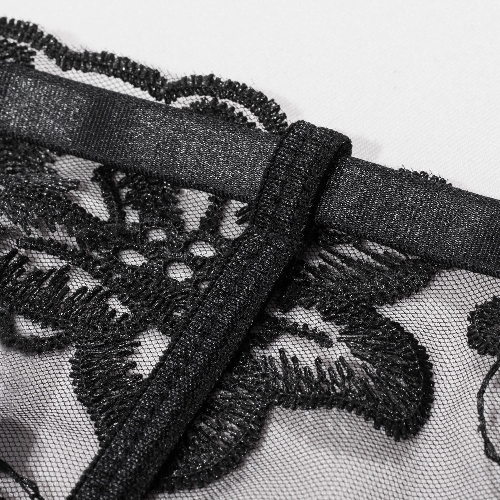 Women's Fashion Embroidery Brassiere Steel Ring Underwear Two-piece