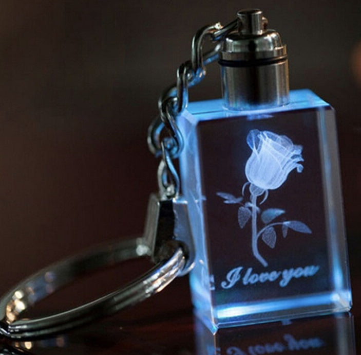 New Product Heart-shaped Keychain With Crystal LED Light