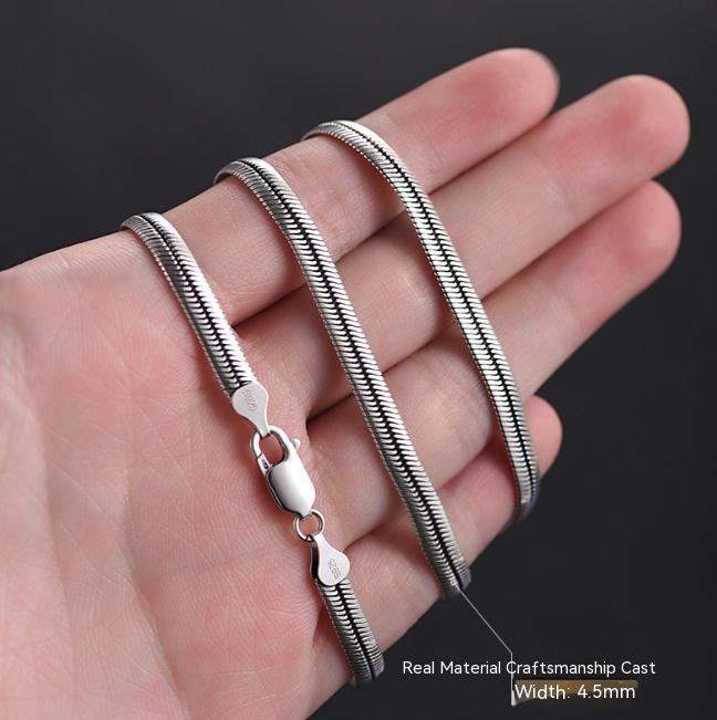 Flat Snake Bones Chain Men And Women Silver Necklace European Hip Hop Trendy Summer Accessories Silver Chain