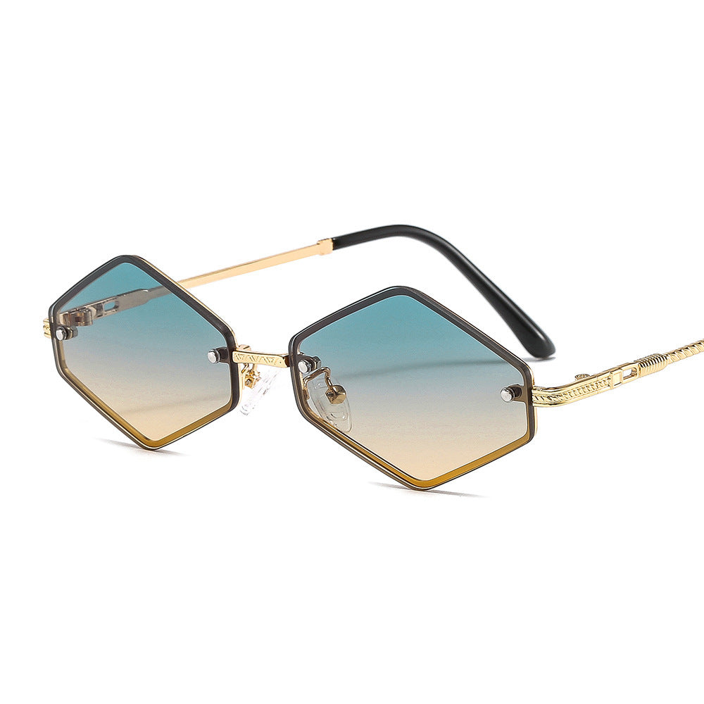 Diamond-shaped Decorative UV Protection Sunglasses Without Rim