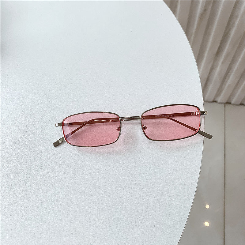 Sunglasses Eyes Trendy Small Frame Rectangular Golden Edge