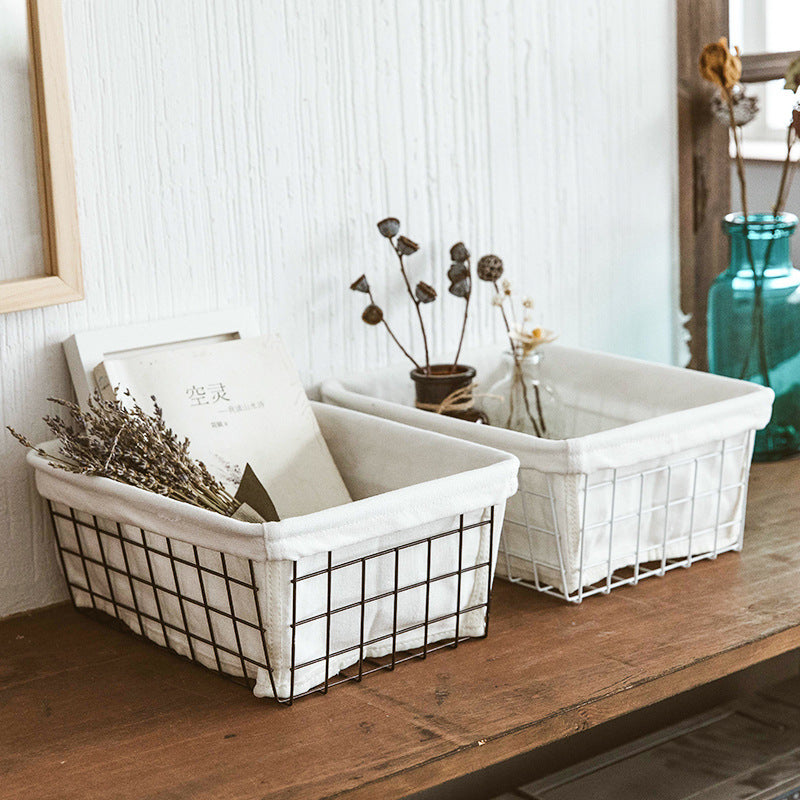 Iron Storage Basket Desktop Storage Basket