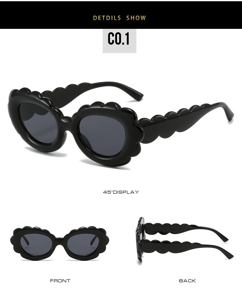 Personalized Clouds Oval Sunflower Flowers Sun Protection Glasses