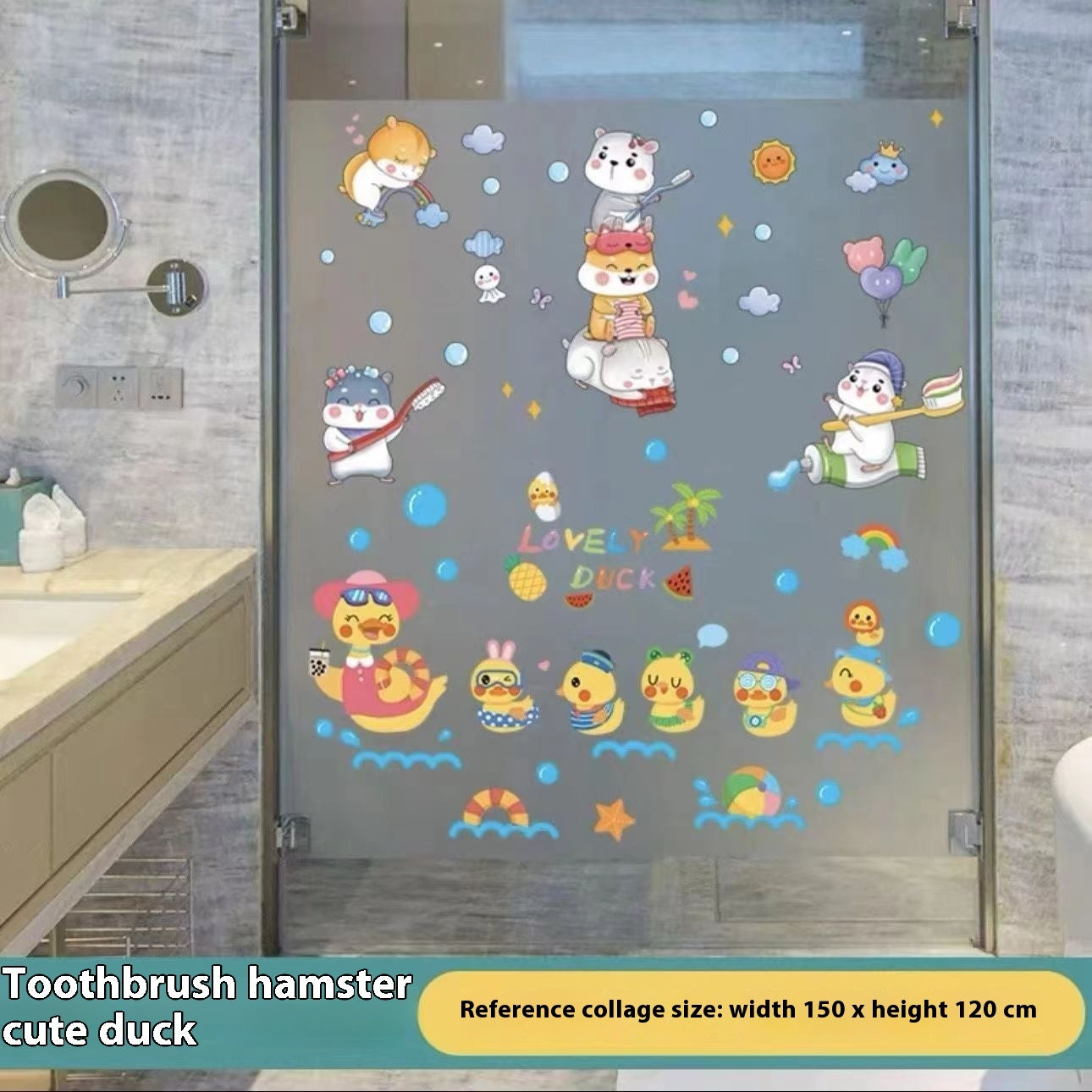 Cartoon Stickers Bathroom Tile Wall Waterproof Fish Tank Decoration
