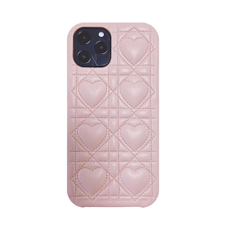 Creative Lingge Leather Silicone Phone Case