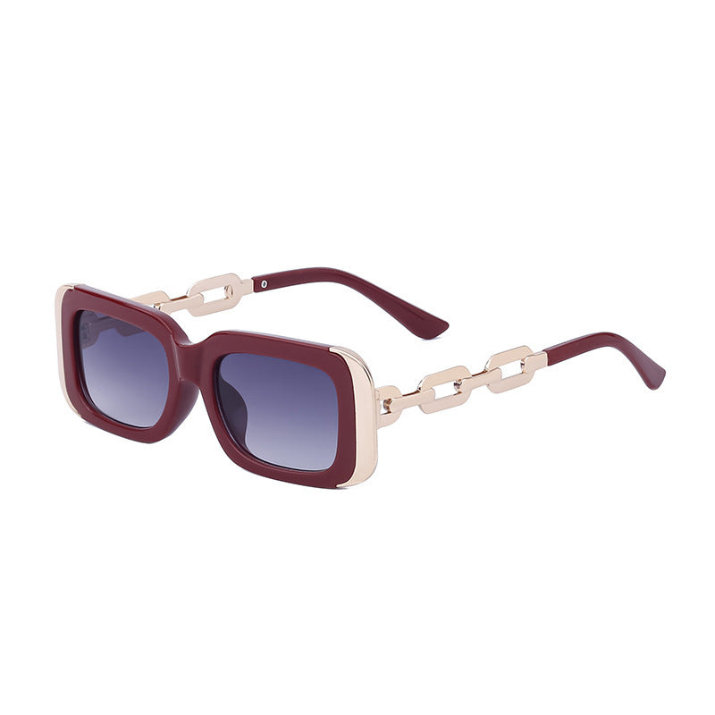 Square-framed Sunglasses Feminine Personality Chain