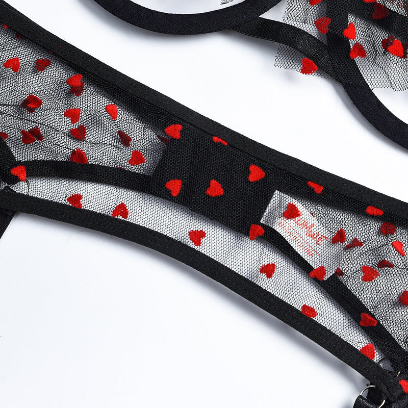 Women's Cute Dewy Flesh Perspective Three-piece Set