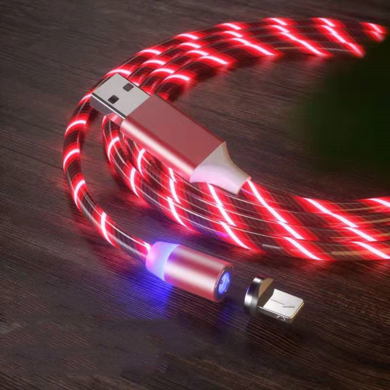 Mobile Phone Three-in-one Light-emitting Charging Streamer Magnetic Data Cable