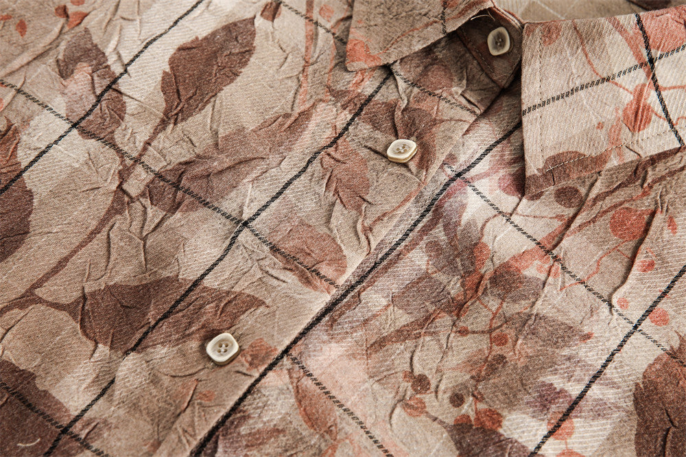 Leaves And Flowers Loose Shirt Men