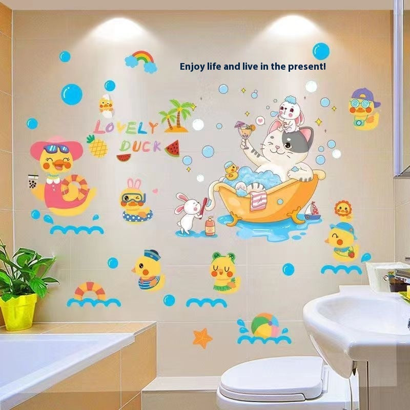 Cartoon Stickers Bathroom Tile Wall Waterproof Fish Tank Decoration