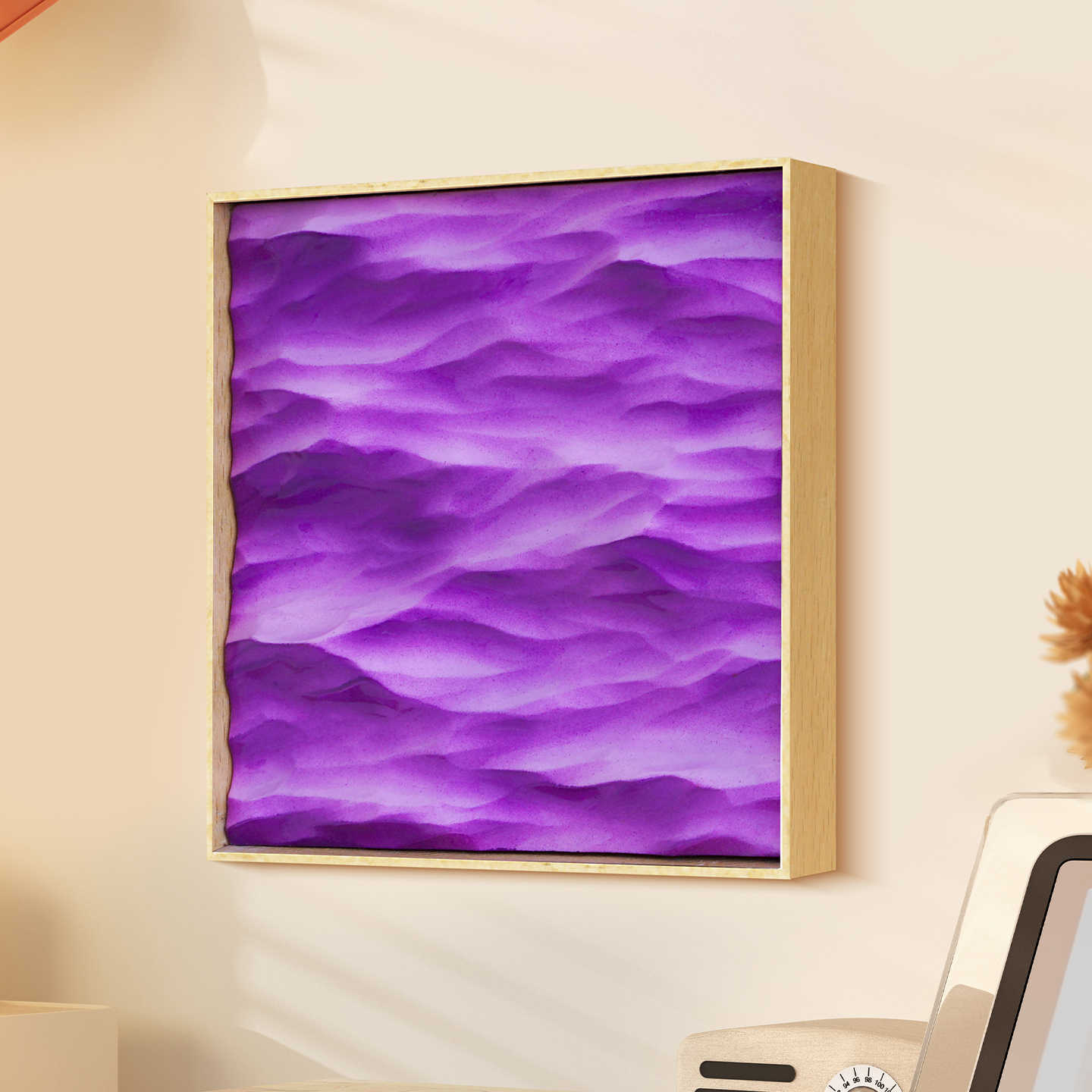 Three-dimensional Sea Solid Wood Blue Sideboard Decorative Painting