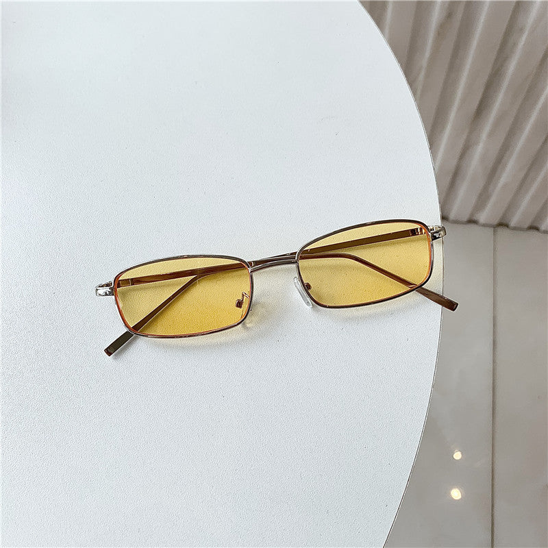 Sunglasses Eyes Trendy Small Frame Rectangular Golden Edge