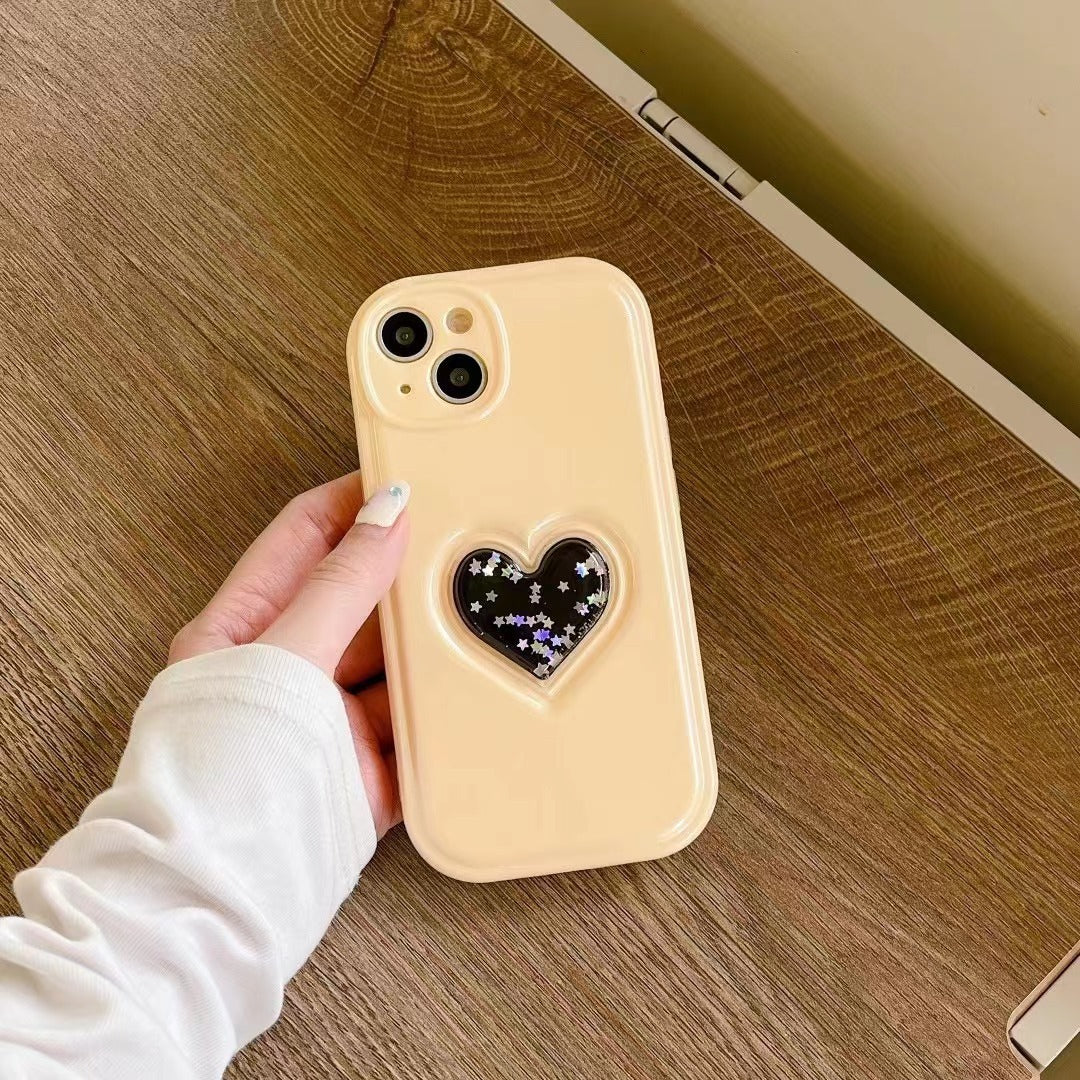 Three-dimensional Quicksand Phone Case Applicable Solid Color Girl