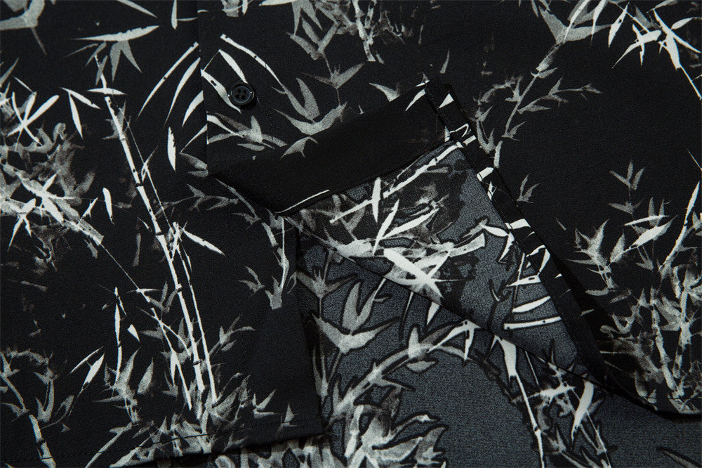 Bamboo Forest Printing Loose Shirt Men