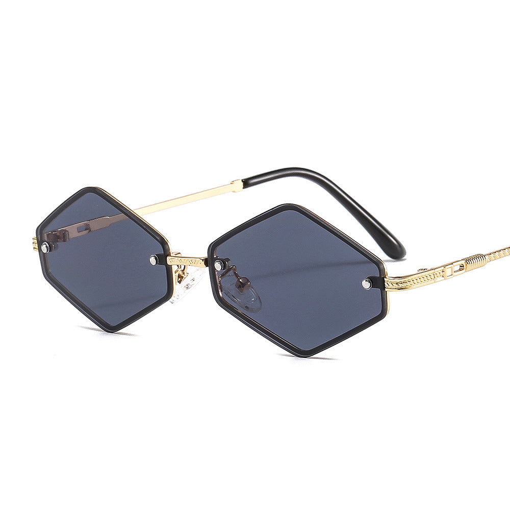 Diamond-shaped Decorative UV Protection Sunglasses Without Rim