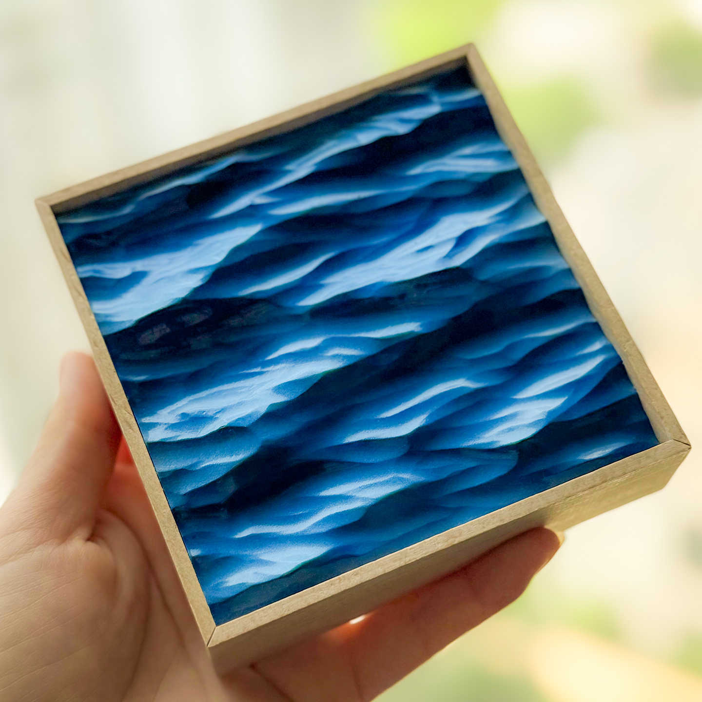 Three-dimensional Sea Solid Wood Blue Sideboard Decorative Painting