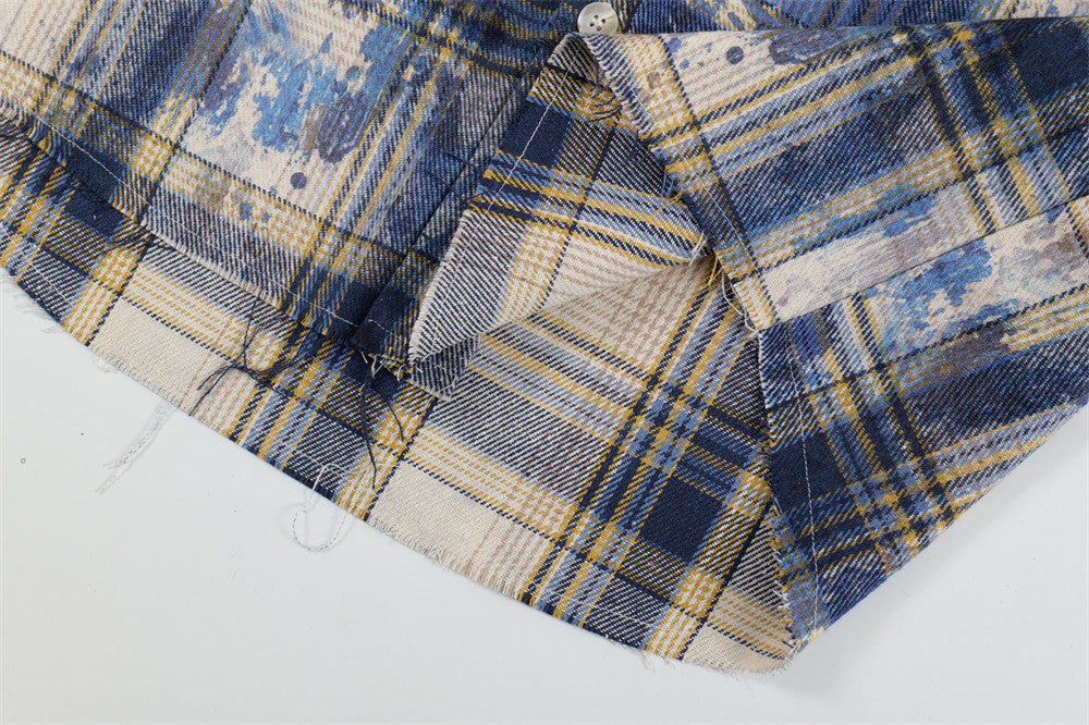 Dirty Plaid Fashion Personality Shirt Men