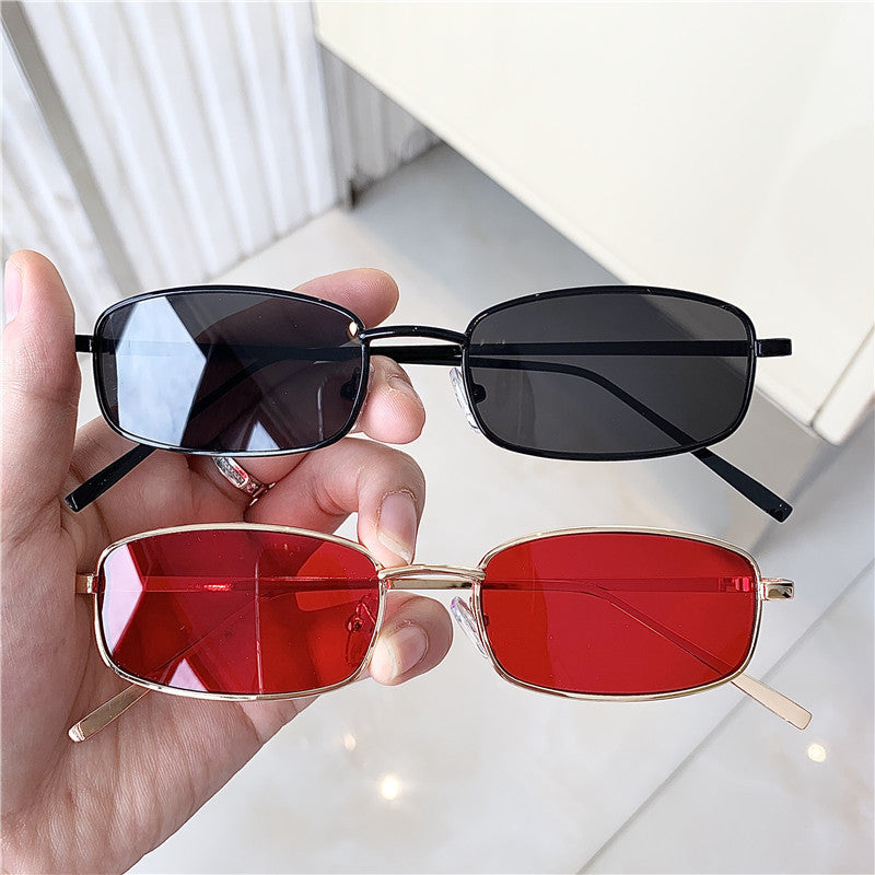 Sunglasses Eyes Trendy Small Frame Rectangular Golden Edge