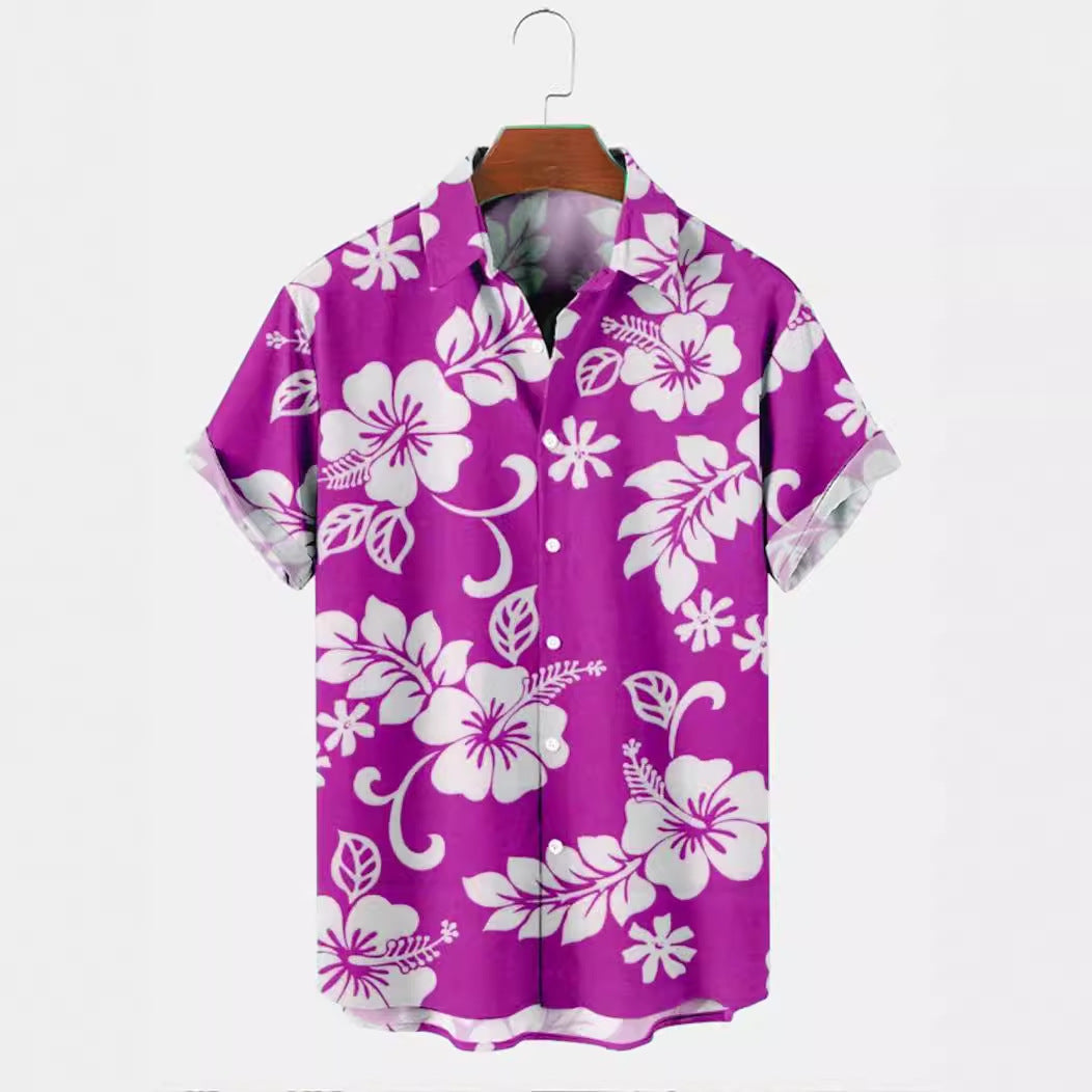 Fashion Solid Color Printed Shirt Men