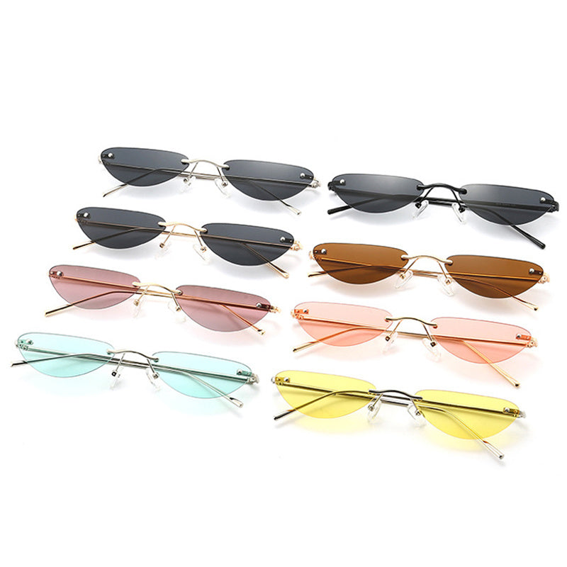 Cat Eye Narrow Sunglasses Modern Retro Temples
