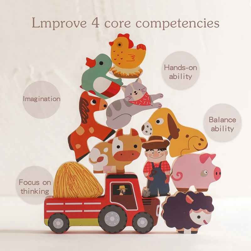 Children's Farm Cognitive Toy Wooden Barn Toy Suit