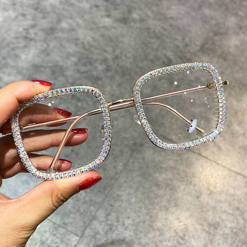 Korean Fashion Trendy Square Diamond-studded Glasses