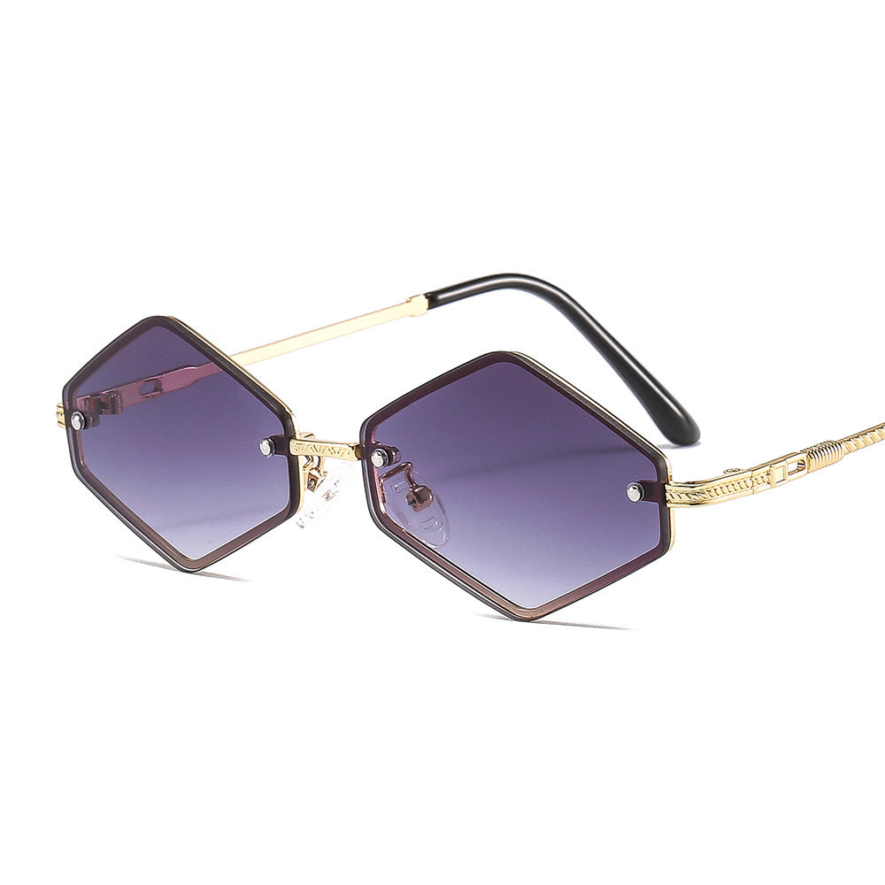 Diamond-shaped Decorative UV Protection Sunglasses Without Rim